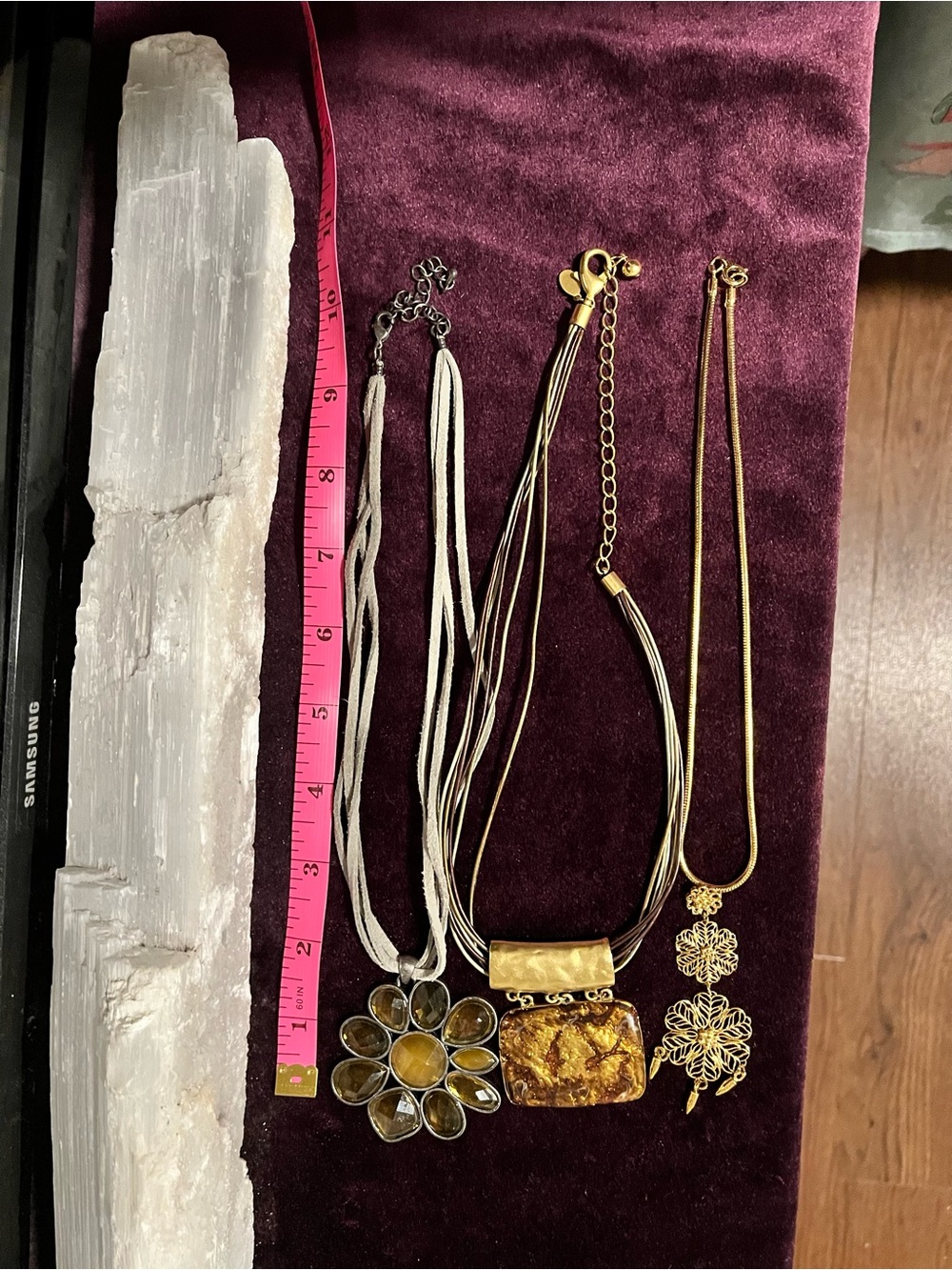 3 Lovely 1980s Gold Tone bulk Pendant Necklaces - Women's Jewelry 20 inches